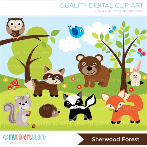 animals in the forest clipart|cute forest animals clip art.